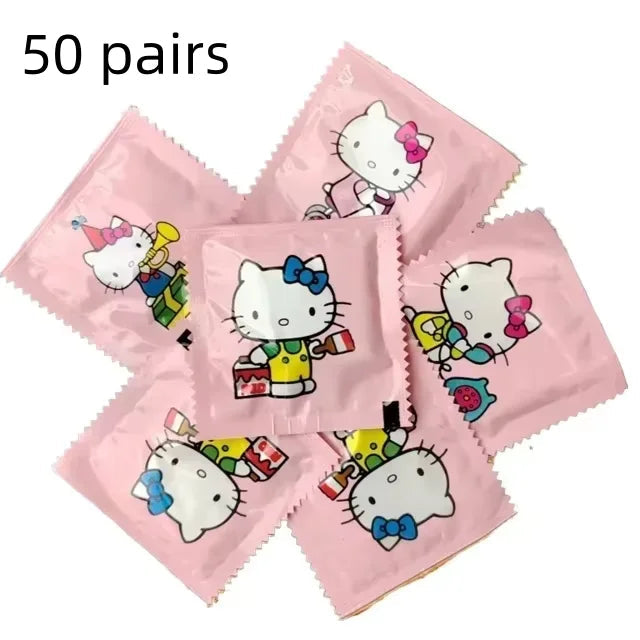 50 pairs Sanrio Hello Kitty Kawaii Thickened Portable Disposable Gloves Cartoon Pattern Independent Packaging Wholesale My Store