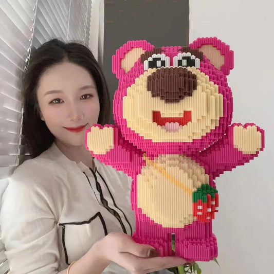 30CM Extra Large Strawberry Bear Block Assembly Toy Small Particle Lotso Girl Student Festival Gift Boy Puzzle Block My Store