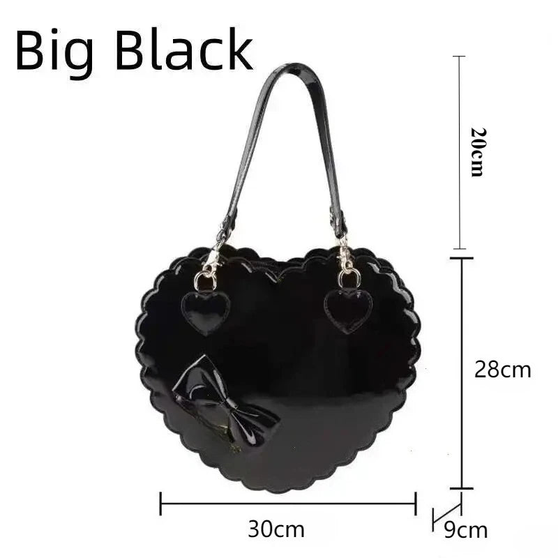 Japanese Lolita Handbag Bow-knot Cookie Heart-shaped Shoulder Bag Highquality Pu Zipper Wallet Brand Design Simple Crossbody Bag My Store