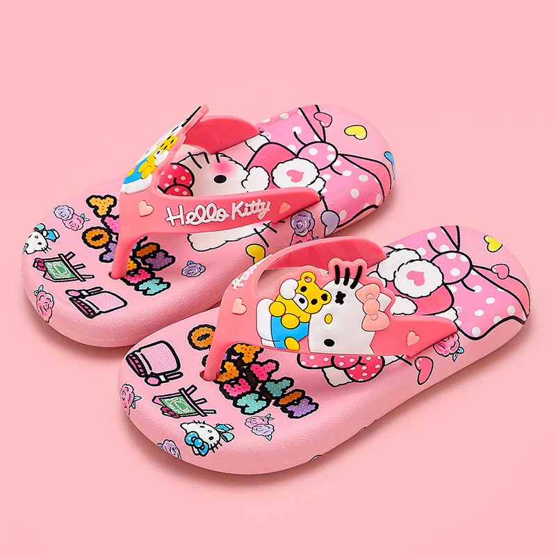 Hellokittys Sanrios Slippers Girl Summer Fashion Kawaii Cartoon Wearing Outside Fashion Cartoon Flip Flops Leisure Anime Figure My Store