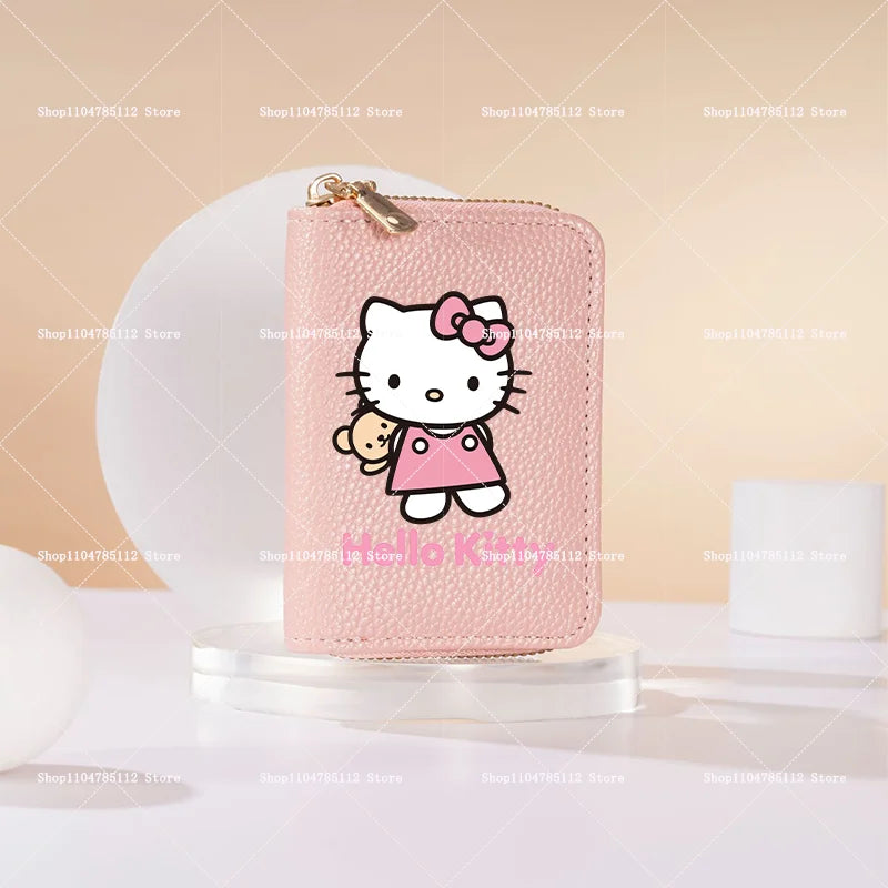 Hello Kitty Short Coin Purse with Card Slots Zipper Wallet Large Capacity Multiple Colors Credit Card Holder Coin Packet Gift My Store
