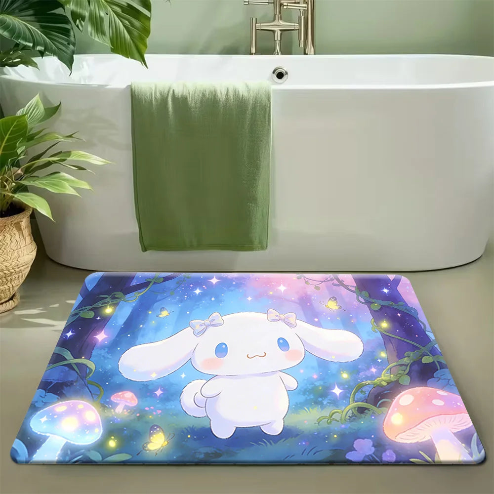 For Hello Kitty & Melody Cartoon Character Washable Flannel Rug - Non-Slip, Cute Pattern for Door Mat, Living Room, Bedroom, B My Store