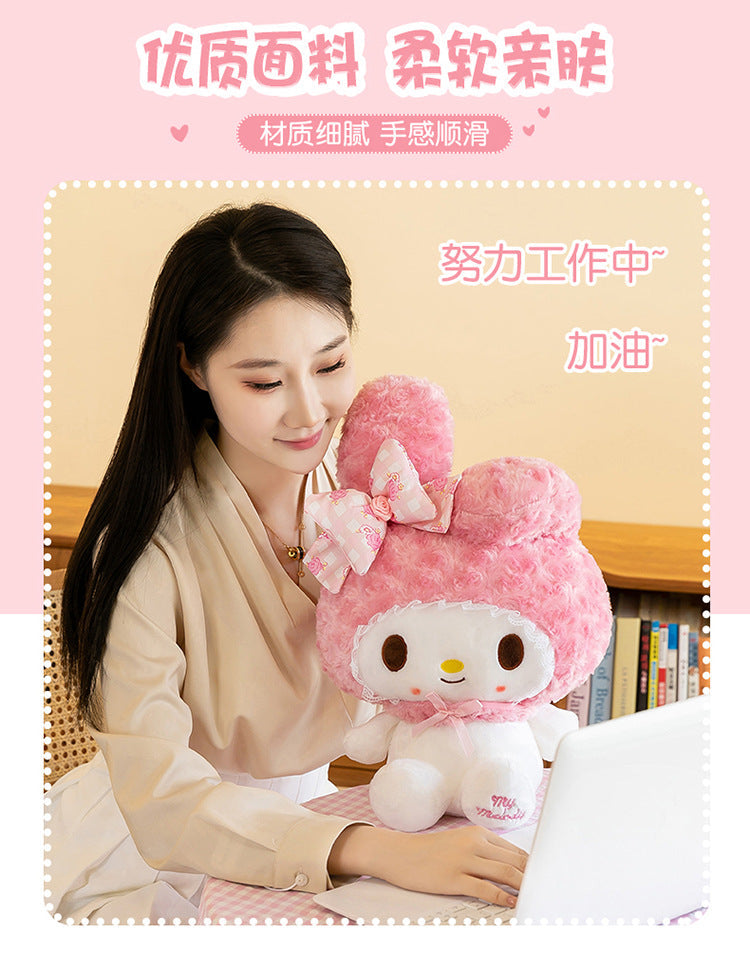 60CM Anime Sanrio Hello Kitty My Melody Rose Series Cartoon Plush Doll PP Cotton Filled Pillow Kawaii Sofa Ornament Holiday Gift My Store