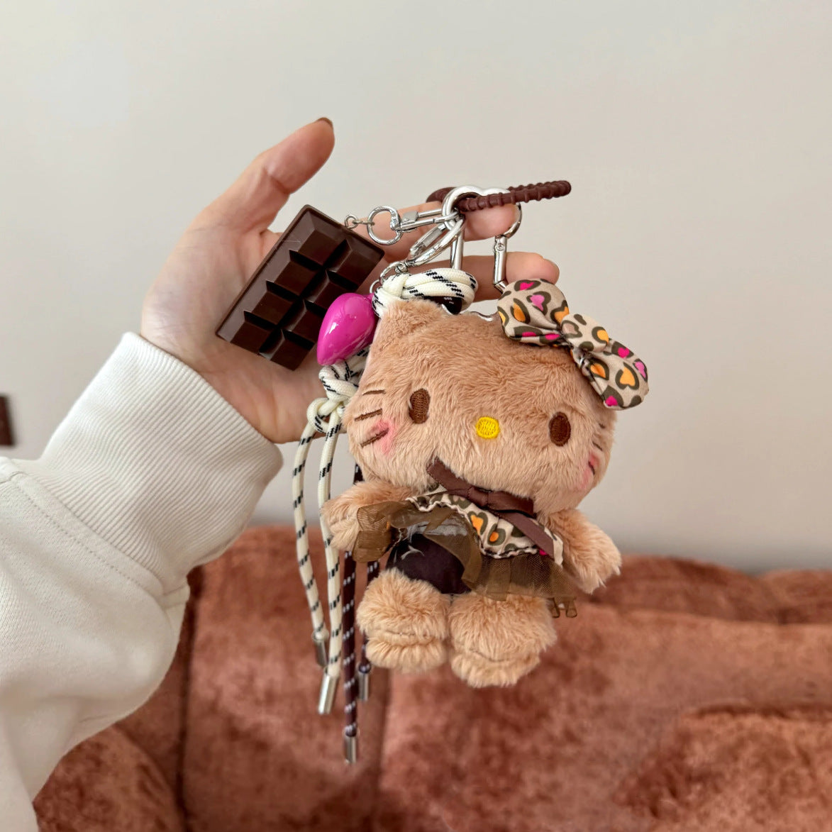 Cartoon Hello Kitty Leopard Print Series Plush Doll Pendant PP Cotton Stuffed Doll Kawaii Keychain Cute Accessories Holiday Gift My Store