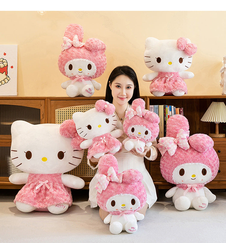 60CM Anime Sanrio Hello Kitty My Melody Rose Series Cartoon Plush Doll PP Cotton Filled Pillow Kawaii Sofa Ornament Holiday Gift My Store