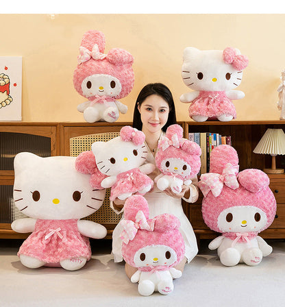 60CM Anime Sanrio Hello Kitty My Melody Rose Series Cartoon Plush Doll PP Cotton Filled Pillow Kawaii Sofa Ornament Holiday Gift My Store