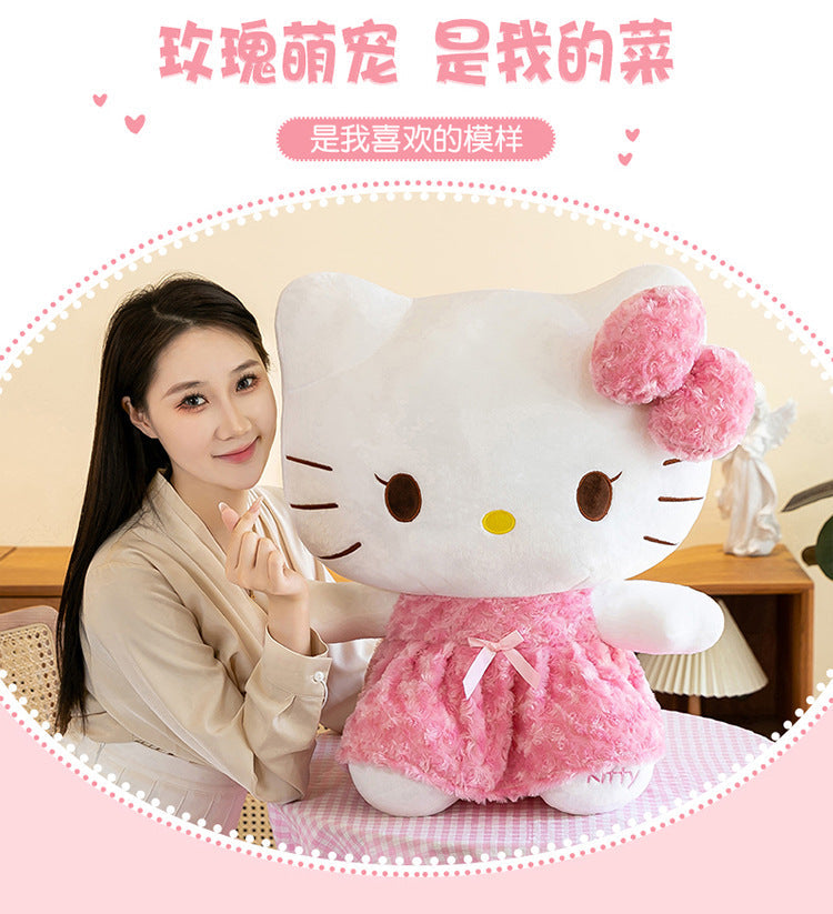 60CM Anime Sanrio Hello Kitty My Melody Rose Series Cartoon Plush Doll PP Cotton Filled Pillow Kawaii Sofa Ornament Holiday Gift My Store