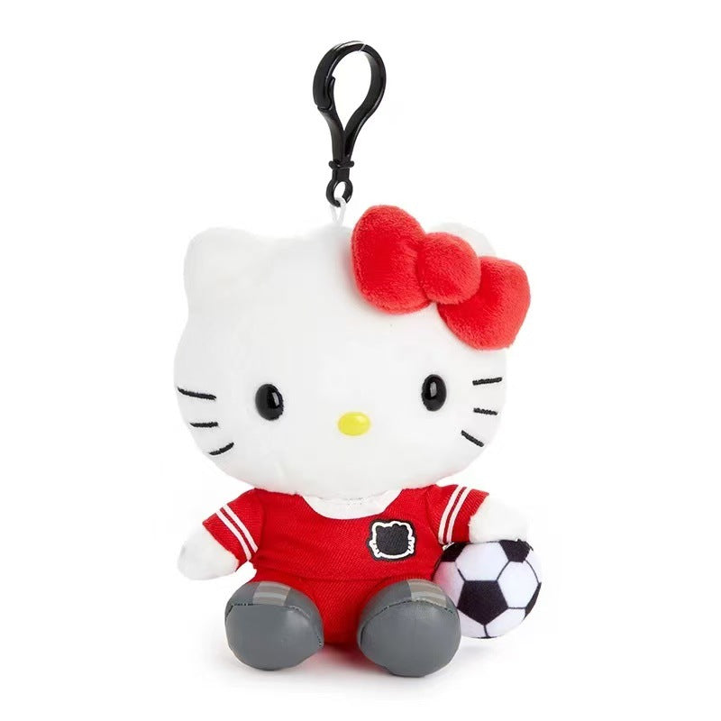 12CM Cartoon Hello Kitty cosplay football series plush doll keychain PP cotton stuffed doll Kawaii school bag pendant  gift My Store
