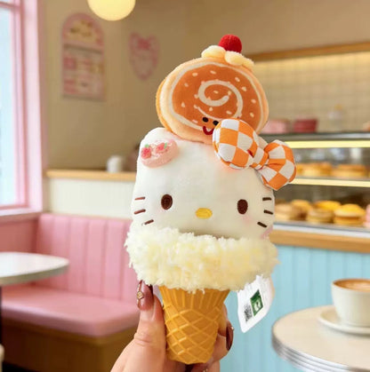 Anime Hello Kitty cosplay ice cream cone shape cartoon plush doll keychain PP cotton stuffed doll kawaii pendant gift My Store