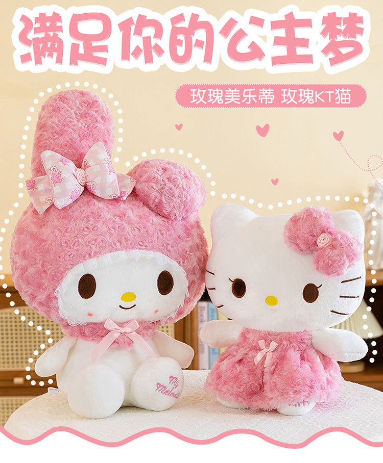 60CM Anime Sanrio Hello Kitty My Melody Rose Series Cartoon Plush Doll PP Cotton Filled Pillow Kawaii Sofa Ornament Holiday Gift My Store