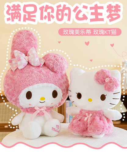 60CM Anime Sanrio Hello Kitty My Melody Rose Series Cartoon Plush Doll PP Cotton Filled Pillow Kawaii Sofa Ornament Holiday Gift My Store