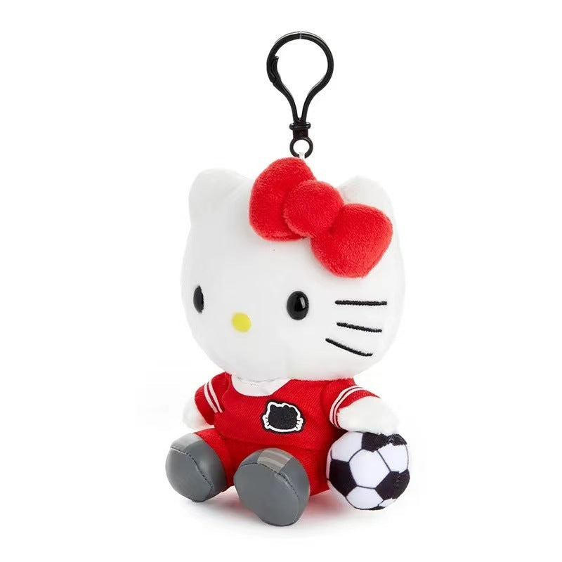12CM Cartoon Hello Kitty cosplay football series plush doll keychain PP cotton stuffed doll Kawaii school bag pendant  gift My Store