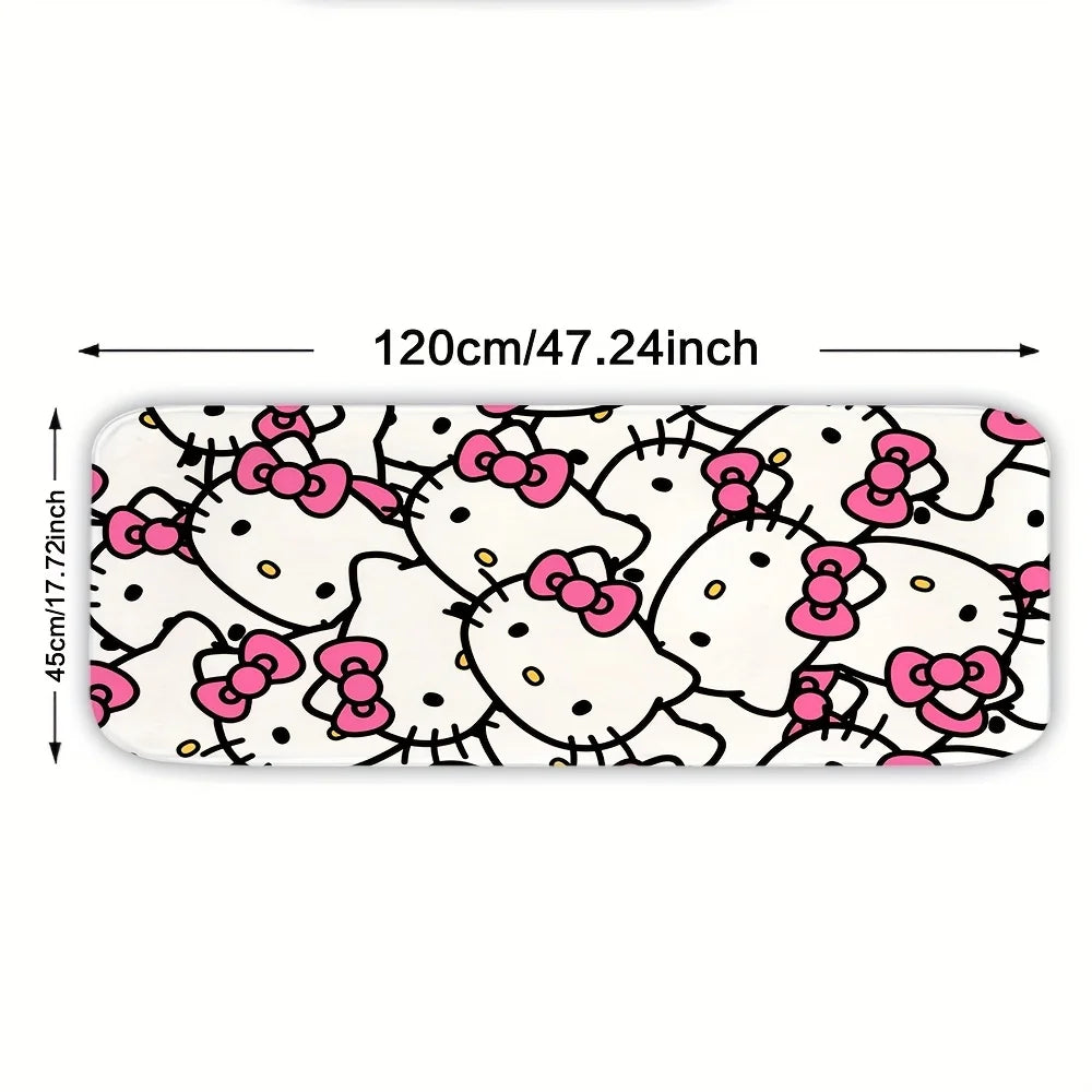 For Hello Kitty & Melody Cartoon Character Washable Flannel Rug - Non-Slip, Cute Pattern for Door Mat, Living Room, Bedroom, B My Store