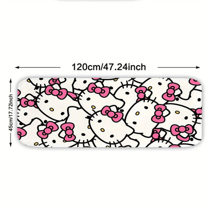 For Hello Kitty & Melody Cartoon Character Washable Flannel Rug - Non-Slip, Cute Pattern for Door Mat, Living Room, Bedroom, B My Store