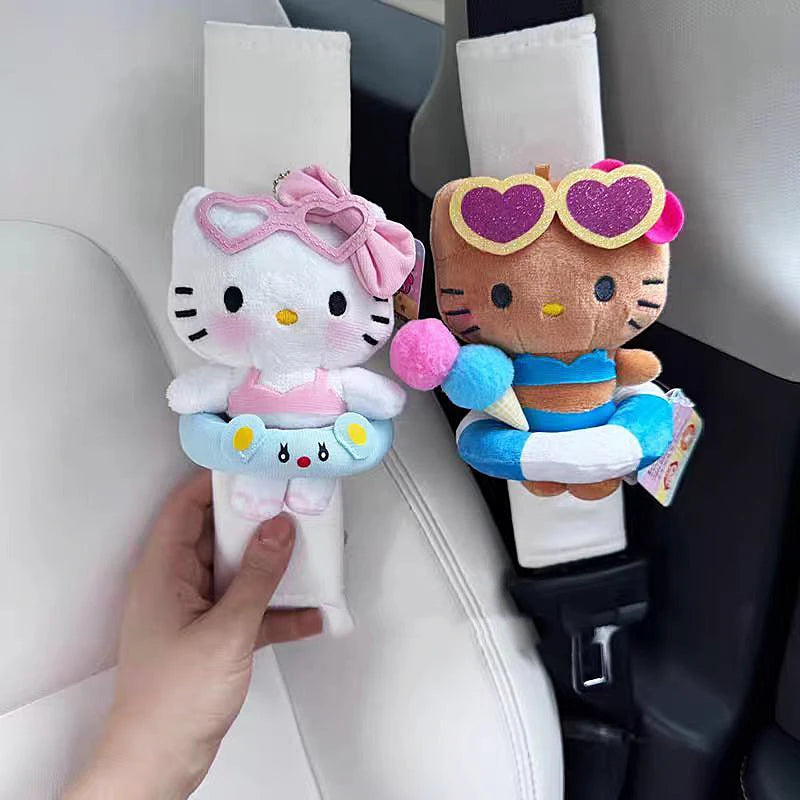 Sanrios Car Accessories Seat Belt Anime Kitty Cat Shoulder Cover Cute Cartoon Animals Protection Seat Belt Padding Pad Cushion My Store