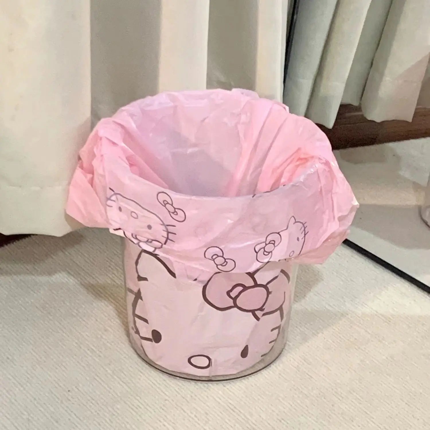 Cute Cartoon Kawaii Hello Kitty Cat Pattern Portable Bin Bag Vest Bag Plastic Bag Pink Tote Bag Storage Bag Household Waste Bag My Store