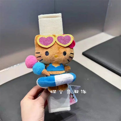 Sanrios Car Accessories Seat Belt Anime Kitty Cat Shoulder Cover Cute Cartoon Animals Protection Seat Belt Padding Pad Cushion My Store