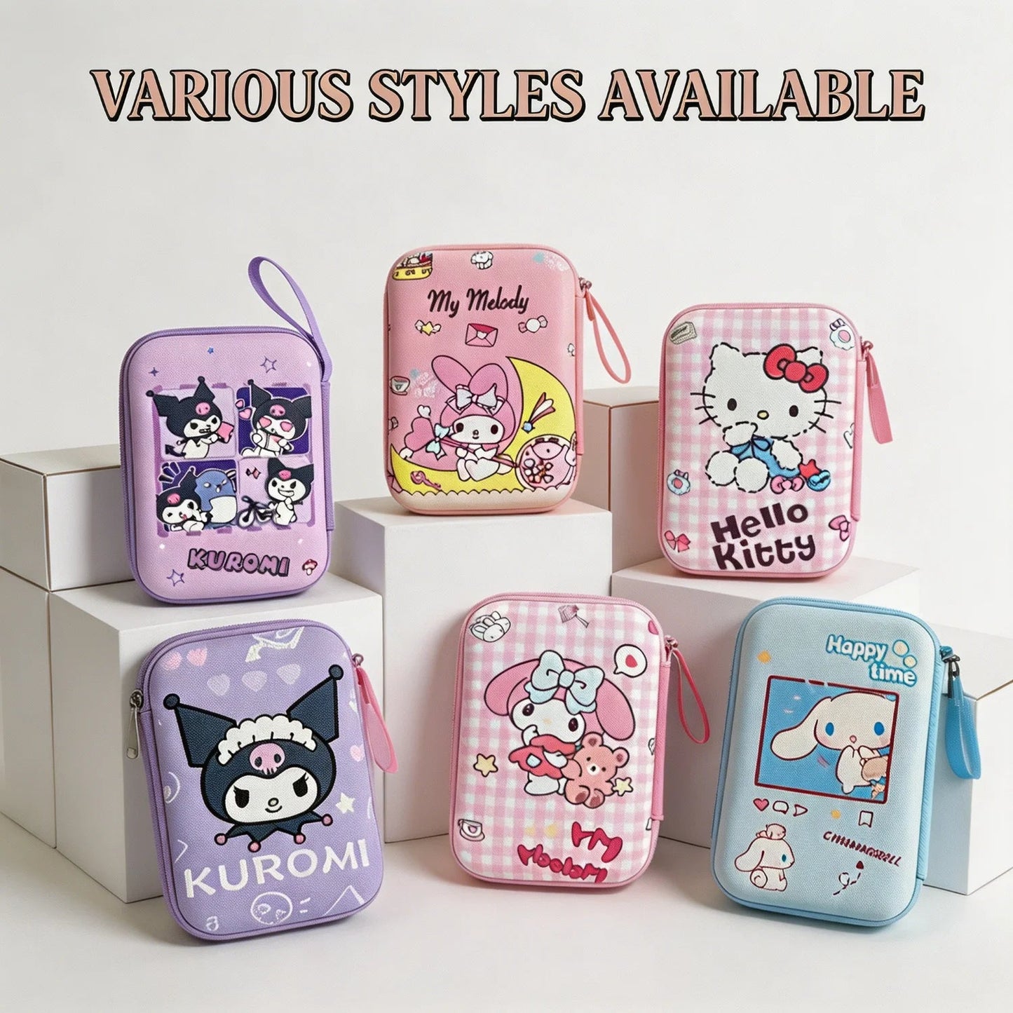 Cartoon Sanrio Data Cable Headphone portable hard drive Storage Bag Charger Protective Case coin purse Travel essentials gifts My Store