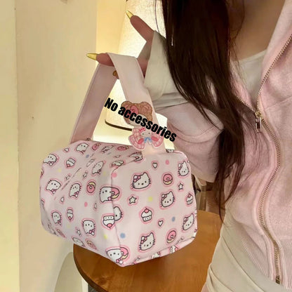 Sanrio Hello Kitty Cartoon Makeup Bag Kt Cat Portable Travel Toiletry Bag Outing Tee-Dimensional Handbag Girl Birthday Gifts My Store
