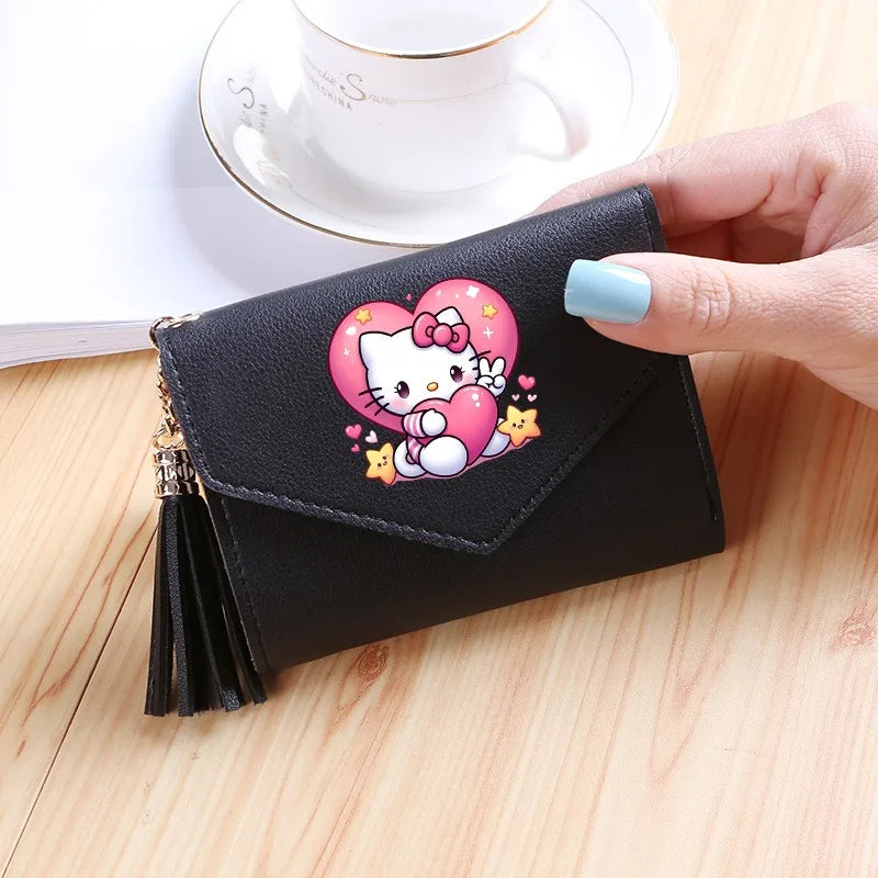Hello Kitty Wallet PU Lychee Pattern Women Wallets Anime Cartoon New Clutch Money Pouch Trend Fashion Multifunctional Purse Gift My Store
