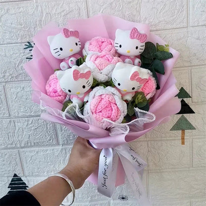 Hello Kitty Cartoon Plush Bouquet  Anime Rose Flowers Doll Home Wedding Decoration Christmas Valentine's Day Gift My Store