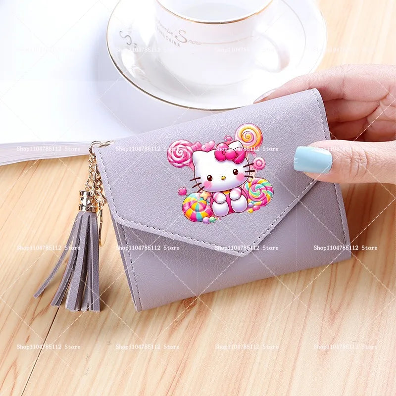 Hello Kitty Wallet PU Lychee Pattern Women Wallets Anime Cartoon New Clutch Money Pouch Trend Fashion Multifunctional Purse Gift My Store