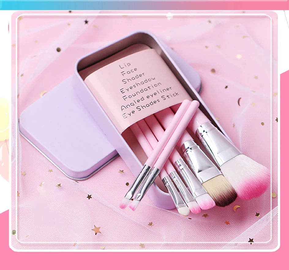 Hello Kitty 7Pcs Makeup Brush Set Kawaii Y2K Multifunctional Cosmetics Tool With Storage Case Cute Gift For Women Girls My Store