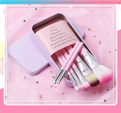 Hello Kitty 7Pcs Makeup Brush Set Kawaii Y2K Multifunctional Cosmetics Tool With Storage Case Cute Gift For Women Girls My Store