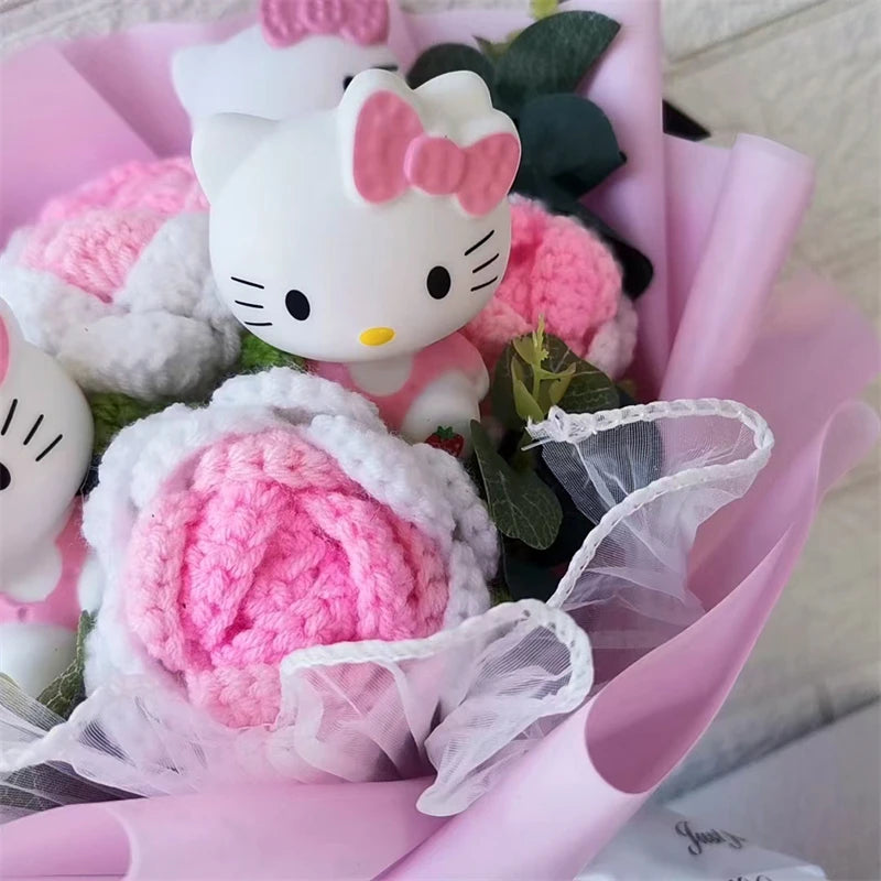 Hello Kitty Cartoon Plush Bouquet  Anime Rose Flowers Doll Home Wedding Decoration Christmas Valentine's Day Gift My Store