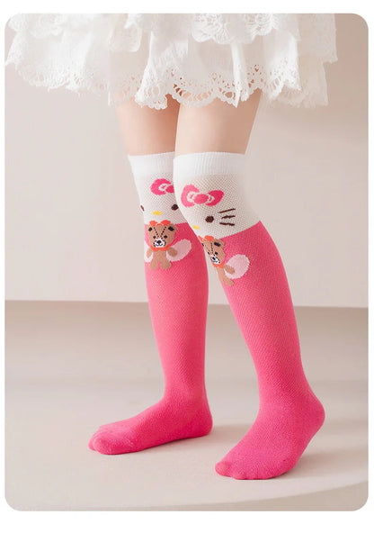 3 Pairs Spring and Summer Cartoon Anime Hello Kitty Pattern Girls Over knee Socks Cotton Comfortable and Soft Casual Girls Socks My Store