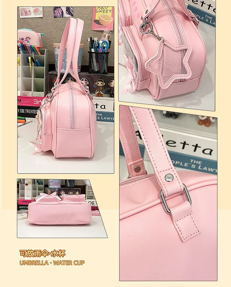 New Niche Design Women's Bow Harajuku Cute Ita Bag JK Uniform Ulzzang Shoulder Bag for Girls Y2K Cartoon Handle Bag My Store