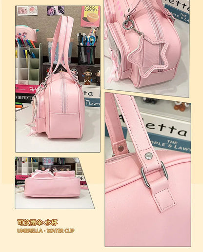 New Niche Design Women's Bow Harajuku Cute Ita Bag JK Uniform Ulzzang Shoulder Bag for Girls Y2K Cartoon Handle Bag My Store