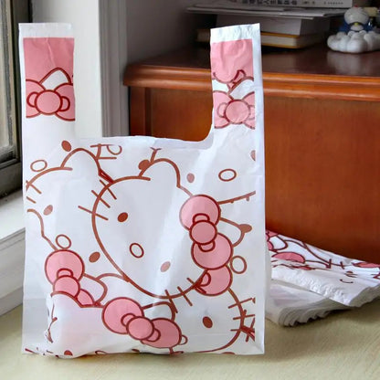 Cute Cartoon Kawaii Hello Kitty Cat Pattern Portable Bin Bag Vest Bag Plastic Bag Pink Tote Bag Storage Bag Household Waste Bag My Store
