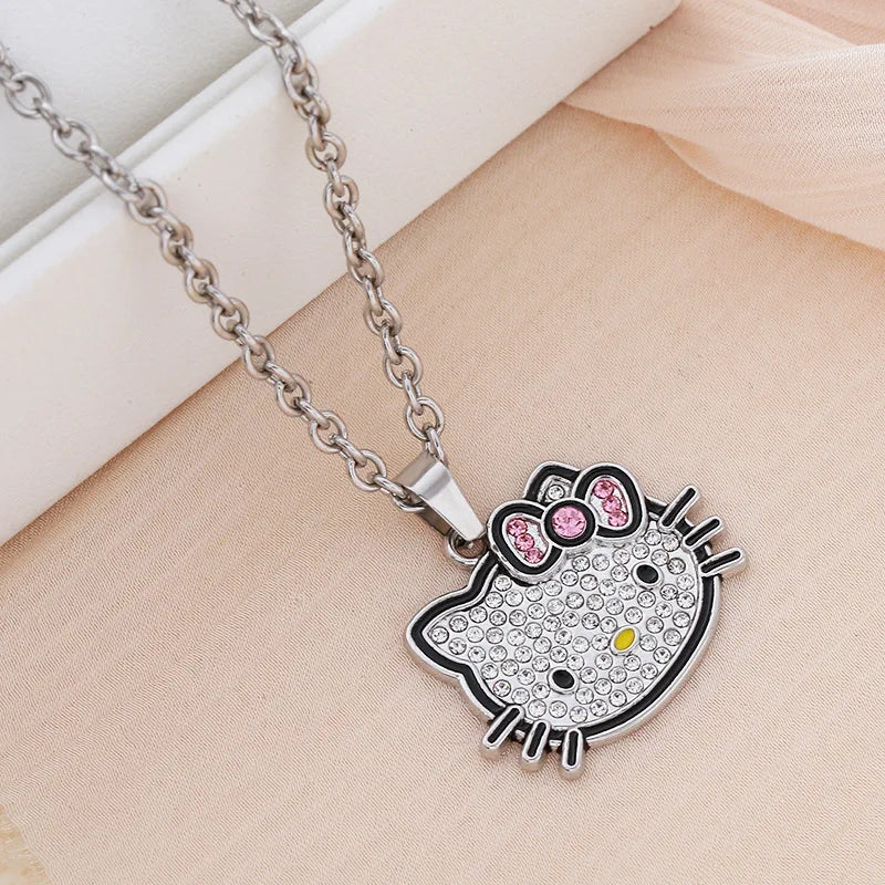 Sanrio Hello Kitty Necklace Cute Cartoon Clavicle Chain Pendant Women's Simple White Elegant Jewelry Fashion Friend Couple Gifts My Store