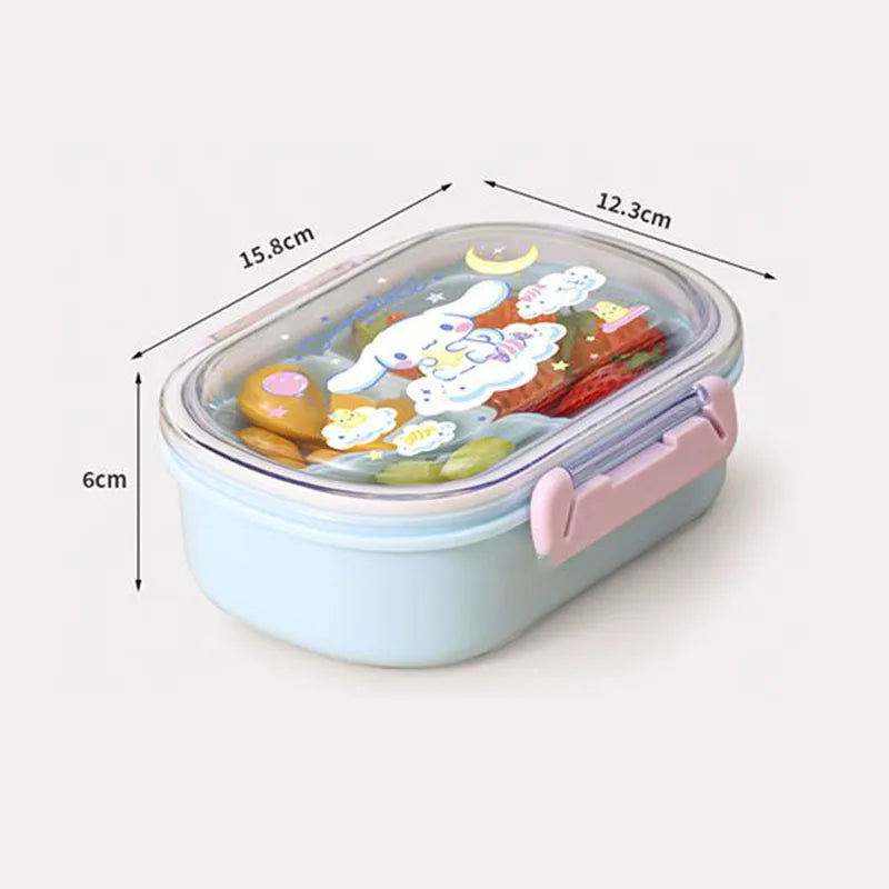 580Ml Sanrio Bento Box Kawaii Hello Kitty Cinnamoroll Kuromi Large Capacity Student Portable Separated Fruit Preservation Box My Store
