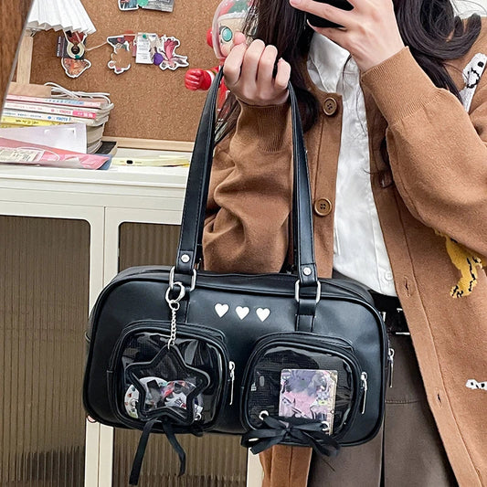 New Niche Design Women's Bow Harajuku Cute Ita Bag JK Uniform Ulzzang Shoulder Bag for Girls Y2K Cartoon Handle Bag My Store