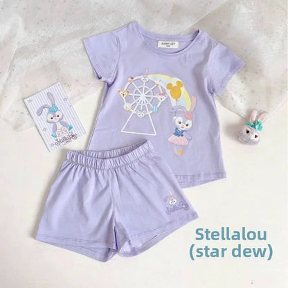 Sanrio Hello Kitty Summer new trendy girls cartoon 2PC fashion short-sleeved T-Shirt home clothes sweet suit children's clothing My Store