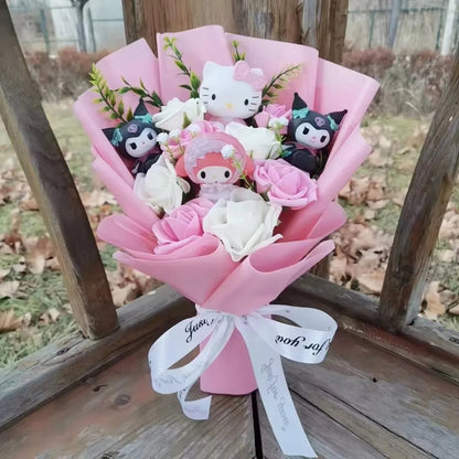 Hello Kitty Cartoon Plush Bouquet  Anime Rose Flowers Doll Home Wedding Decoration Christmas Valentine's Day Gift My Store