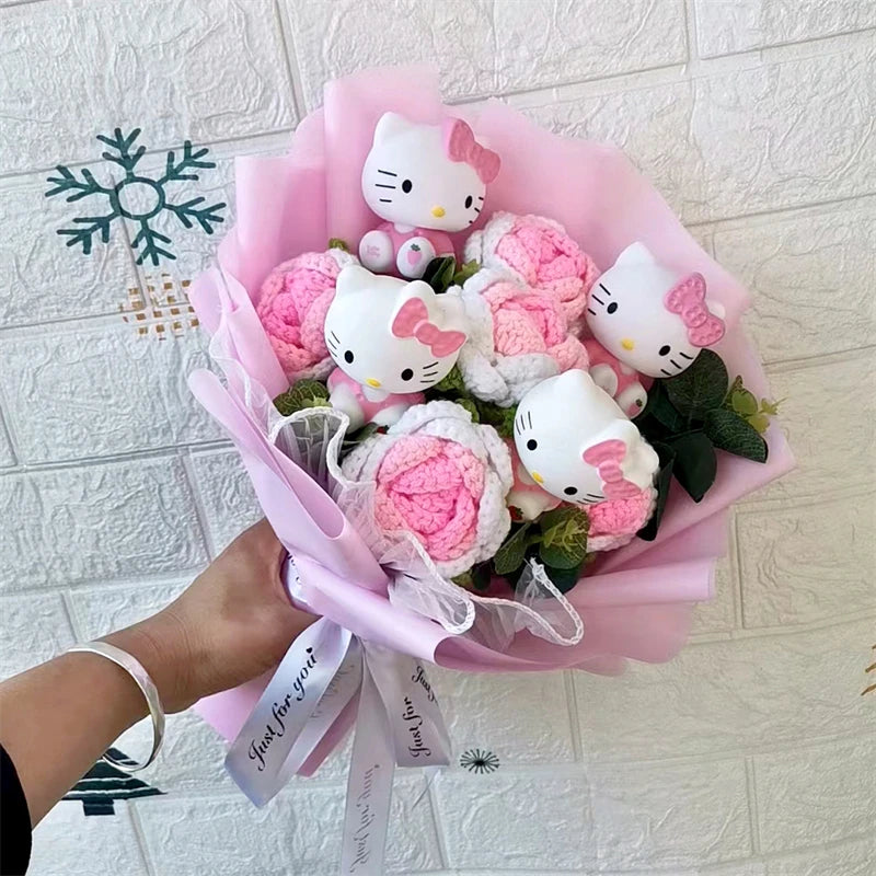 Hello Kitty Cartoon Plush Bouquet  Anime Rose Flowers Doll Home Wedding Decoration Christmas Valentine's Day Gift My Store
