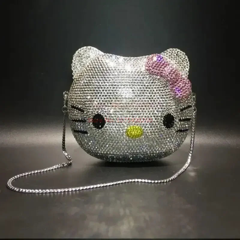 Hellokitty Anime Cartoon Shape Rhinestone Cartoon Full Of Diamonds Dinner Bag Handmade Diamond-Set Lady'S Clutch Christmas Gift My Store