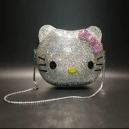Hellokitty Anime Cartoon Shape Rhinestone Cartoon Full Of Diamonds Dinner Bag Handmade Diamond-Set Lady'S Clutch Christmas Gift My Store