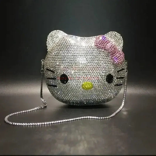 Hellokitty Anime Cartoon Shape Rhinestone Cartoon Full Of Diamonds Dinner Bag Handmade Diamond-Set Lady'S Clutch Christmas Gift My Store