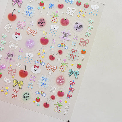 Balloon Puppy Jelly 5D Nail Art Stickers 3D Cute Love Bows Cherry Adhesive Nail Stickers Manicure Decals DIY Nail Accessories My Store
