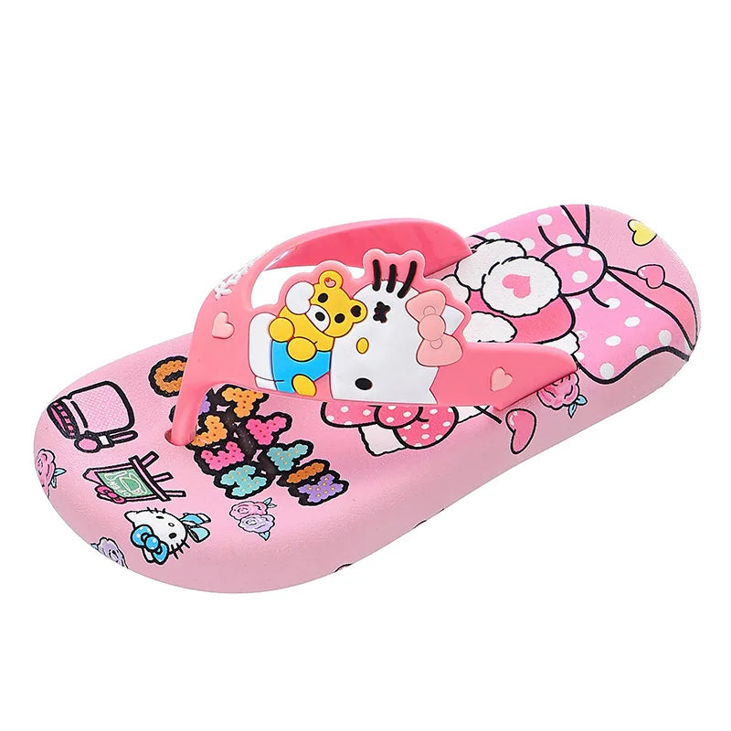 Hellokittys Sanrios Slippers Girl Summer Fashion Kawaii Cartoon Wearing Outside Fashion Cartoon Flip Flops Leisure Anime Figure My Store