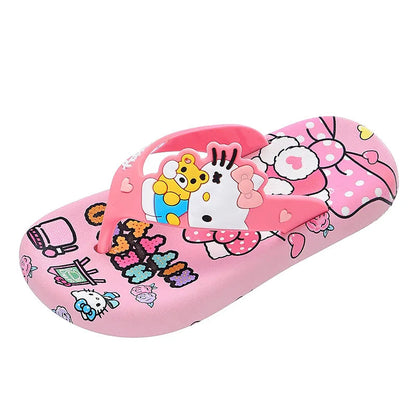 Hellokittys Sanrios Slippers Girl Summer Fashion Kawaii Cartoon Wearing Outside Fashion Cartoon Flip Flops Leisure Anime Figure My Store