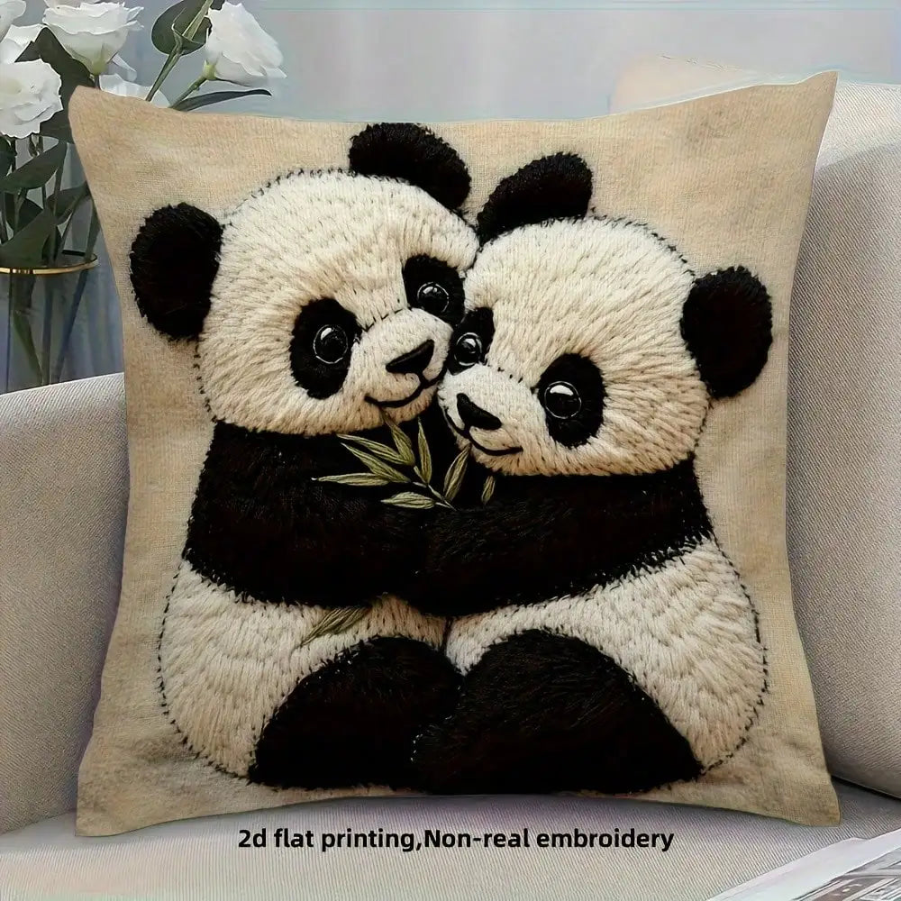 Panda Pillowcase, Cute Animal Cushion Cover, Fluffy Bear Decor, Soft Home Accent, Kawaii Gift for Kids My Store