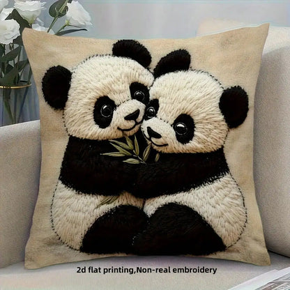 Panda Pillowcase, Cute Animal Cushion Cover, Fluffy Bear Decor, Soft Home Accent, Kawaii Gift for Kids My Store