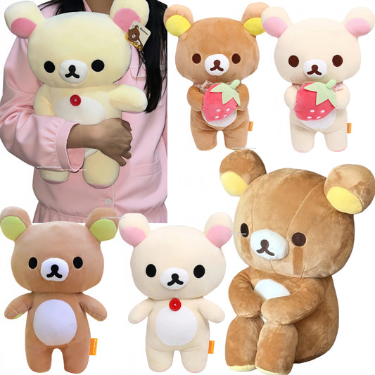 White Strawberry Rilakkuma Plush collection Teddy Bear Peluche Anime Bear Kuma Plushies Stuffed Doll Kawaii Room Decor Girl Gift My Store