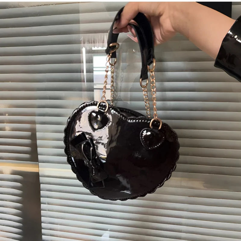 Japanese Lolita Handbag Bow-knot Cookie Heart-shaped Shoulder Bag Highquality Pu Zipper Wallet Brand Design Simple Crossbody Bag My Store