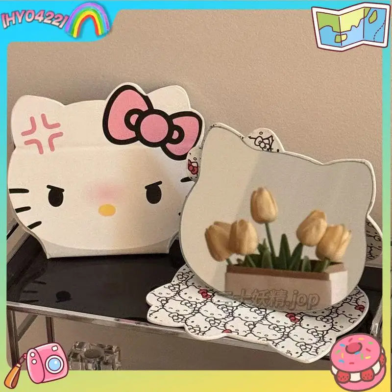 Kawaii HelloKitty Cartoon Folding Makeup Mirror Desktop Vanity Mirror Dormitory Portable Cosmetic Mirror for Girls Women My Store
